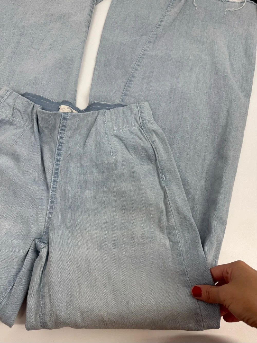 We The Free People Skyline Flare Pull On Jeans Stretch Denim Light Wash Size 24